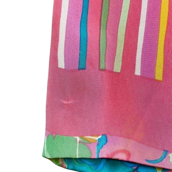 Vtg Anne Crimmins Umi Collections Silk Floral Striped Art Wear Dress Pink Size 4 - Picture 7 of 10